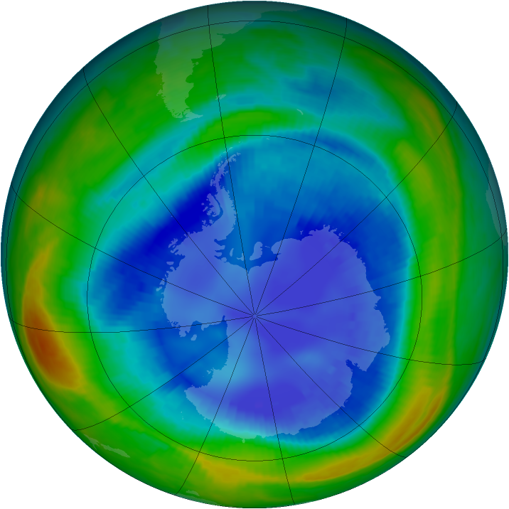 Antarctic ozone map for 26 August 1999